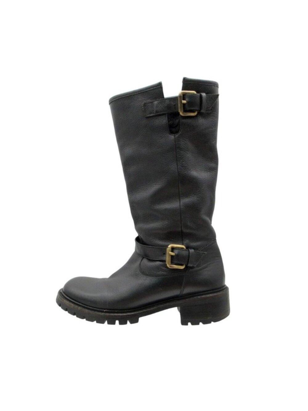Fendi Boots Leather Engineer Shoes With Inner Fur Black